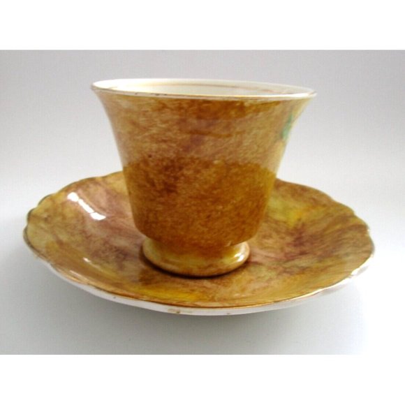 James Kent Longton England Brown Cup & Saucer & Flower Handle #2184 VTG - *READ* - Picture 4 of 14